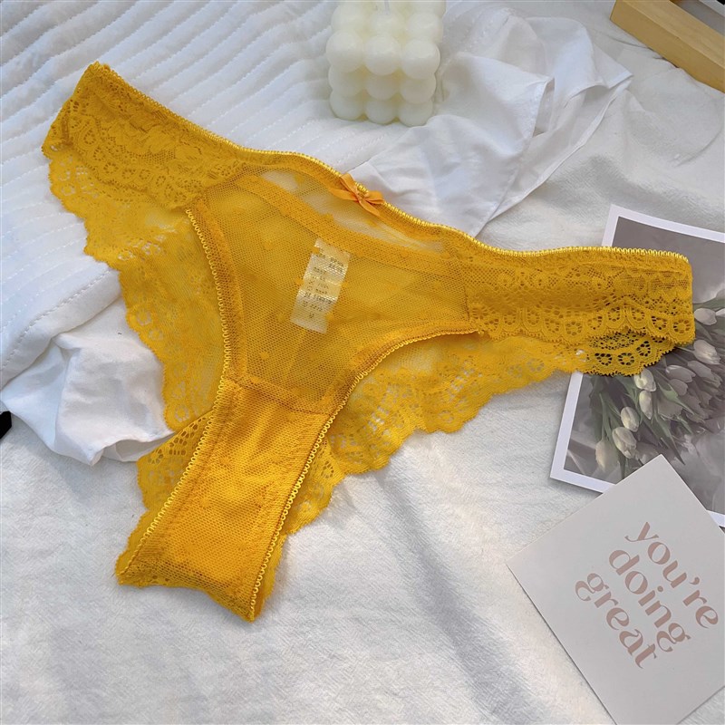 两件透明镂空蕾丝内裤纯欲新款半包臀三角M裤高叉舒适裤头透气大