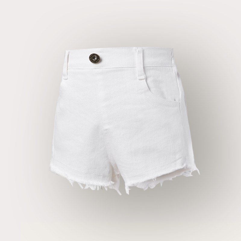 女童白色短裤夏季儿童薄款高腰显瘦百搭牛仔裤女孩弹力紧身热裤潮