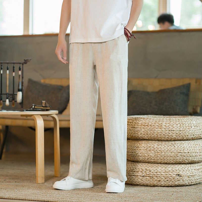 裤子男夏季男款亚麻裤男士休闲裤中国风棉麻宽松直筒长裤大码男裤,男装,休闲裤,淘宝优惠券,粉丝福利购,淘宝优惠卷