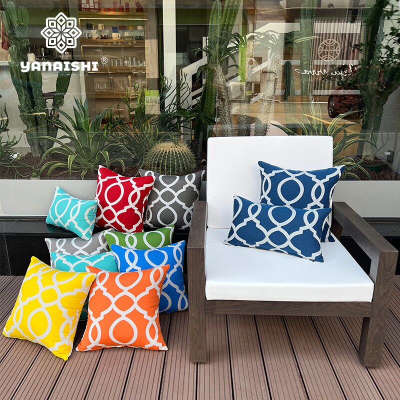 高端户外防水防晒抱枕腰枕套室外藤椅沙发海绵垫酒店民宿卡座定制