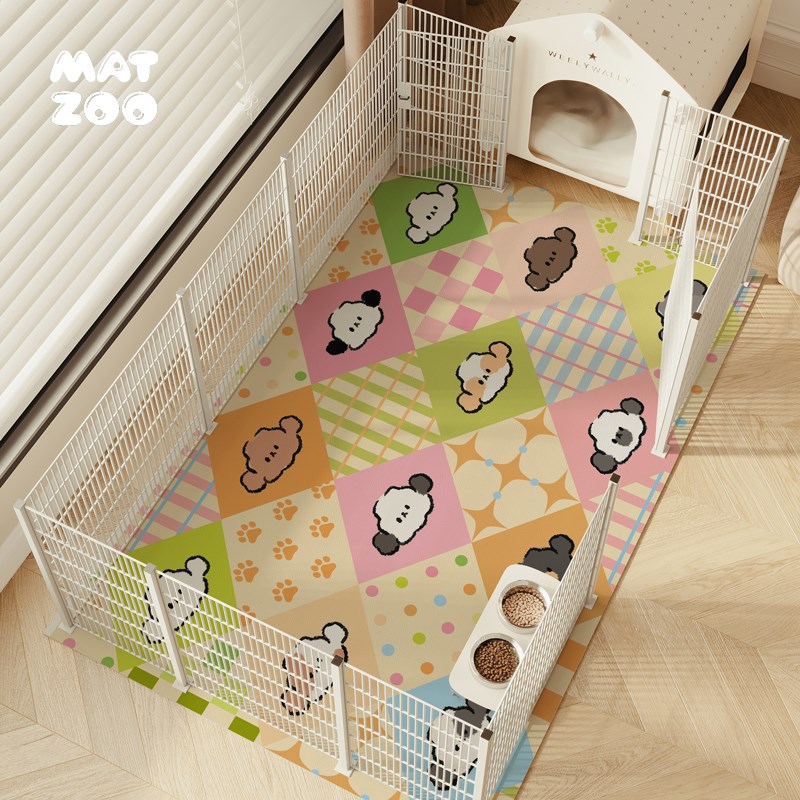 MATZOO 宠物专用降噪音防水防尿皮革可擦免洗地垫pvc狗狗围栏防滑