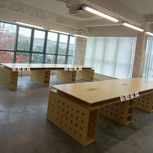 中古海洋板电f脑桌工作室会议桌长方形洞洞板大板桌职员简易工作