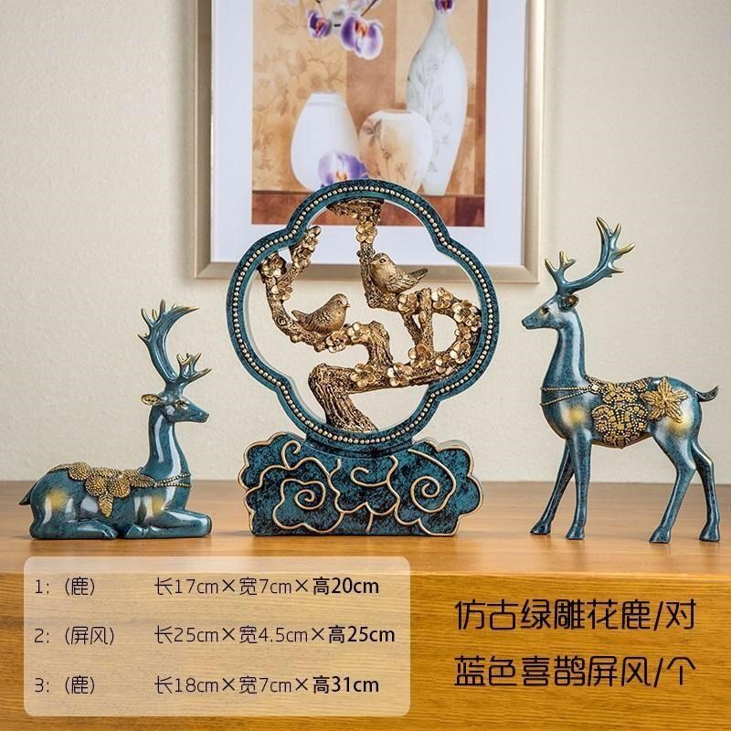 Q2W欧b式客厅酒柜摆件装饰品麋鹿工艺品电视柜玄关柜创意摆设乔迁