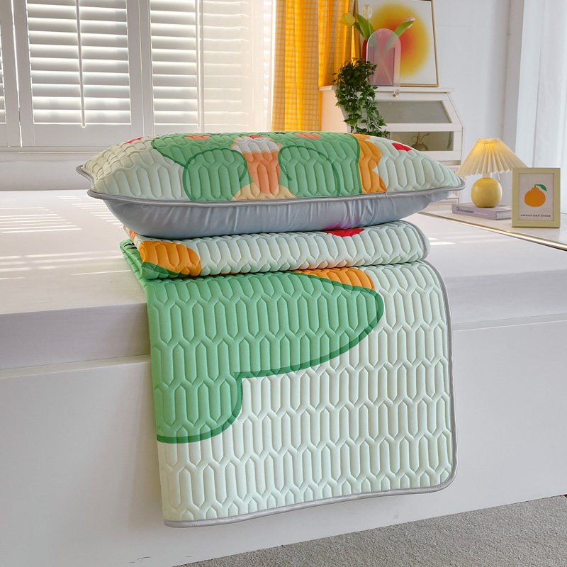 卡通可爱乳胶软i席三件套可水洗儿童单I人夏季冰丝凉席床垫乳胶