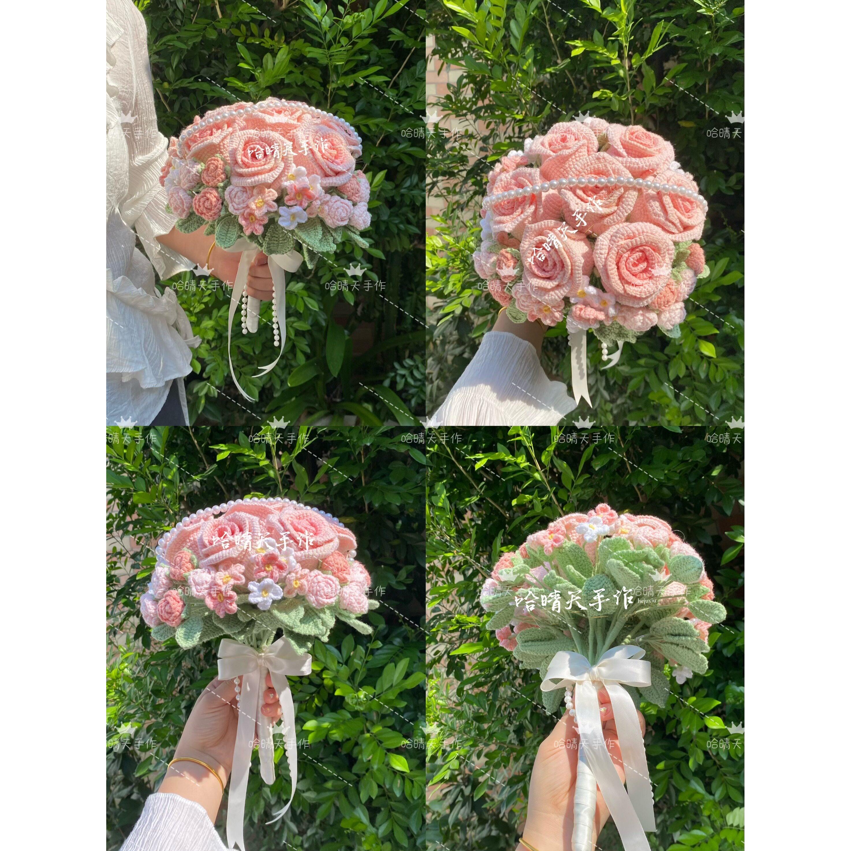 成品钩织韩式手捧花束结婚领证送女友新娘闺蜜拍照毕业生日礼物