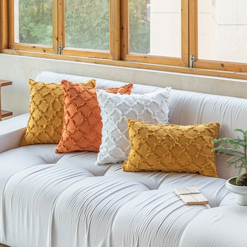 北欧风方格剪花沙发抱枕套棉布款家居办公护腰靠垫床头靠枕套,居家布艺,靠垫/抱枕,淘宝优惠券,粉丝福利购,淘宝优惠卷