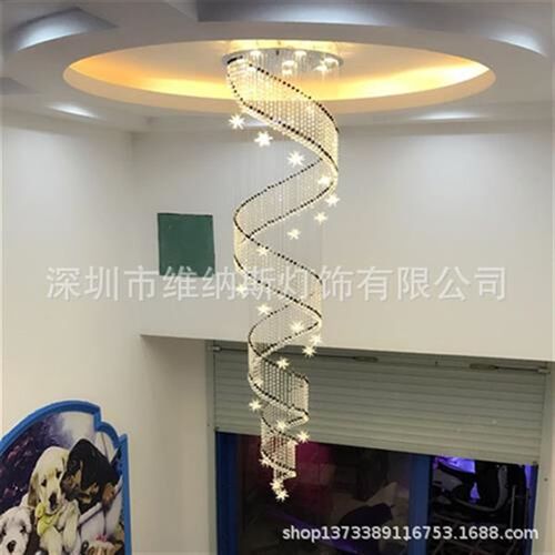 现代楼梯水晶g吊灯复式螺旋吊线灯饰别墅酒店大堂工程灯具客厅灯