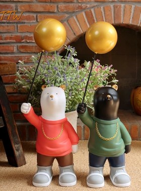 现代简约轻奢创意卡通气球熊电视柜摆件客厅装饰品房间卧室家居