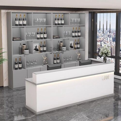 收银台柜台小型简约饭店转角吧台桌商用酒店前台接待台酒柜展示