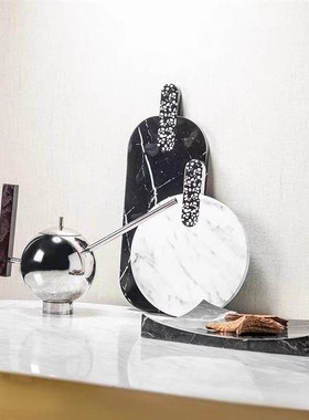 北欧轻奢大理石纹砧板摆件样板房橱柜装饰品酒店会所面包板摆设品