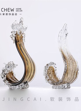 轻奢北欧高档艺术琉璃创意桌面办公酒店别墅大号摆件送礼佳品摆设