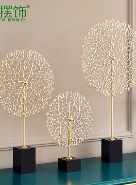 轻奢发财树摆件样板房客厅电视柜玄关桌面酒柜装饰品新居寓意好