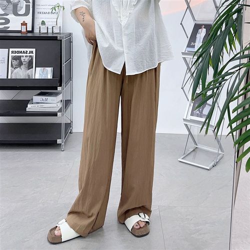 大码冰丝阔腿裤女高腰垂感裤胖mm裤子休闲百搭速干裤垂坠感拖地裤