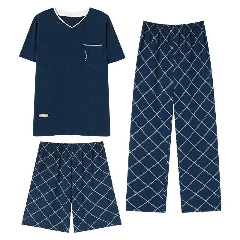 100%棉睡衣男三件套纯棉夏季短袖短裤长裤夏天空调房家居服套装,女士内衣/男士内衣/家居服,睡衣/家居服套装,淘宝优惠券,粉丝福利购,淘宝优惠卷