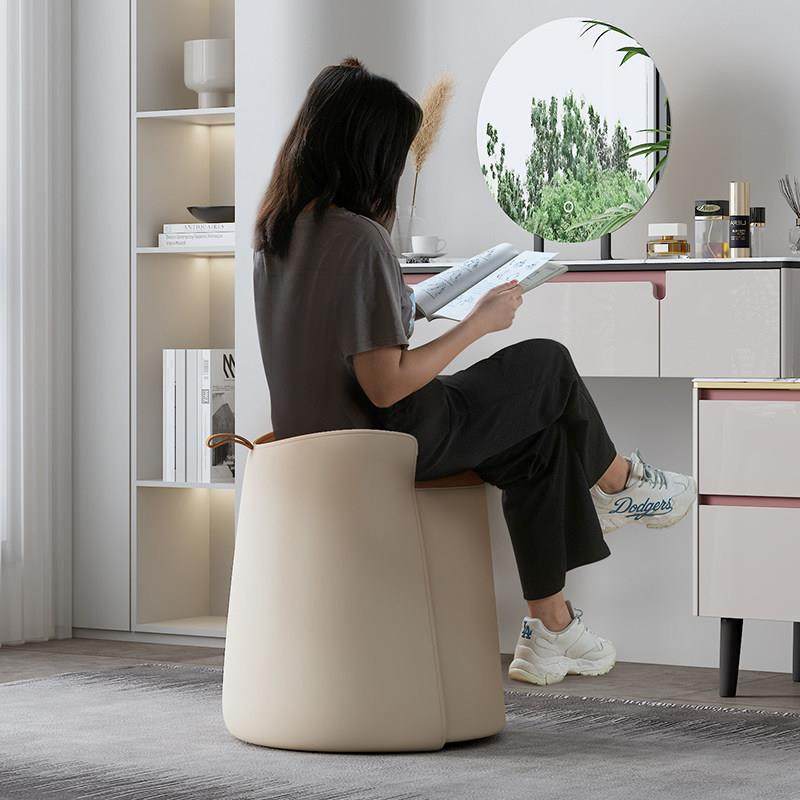 梳妆台凳子卧室简约轻奢高端实木圆凳客厅茶几小矮凳网红化妆椅子