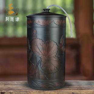 家用纯净水桶蓄水养水大容量茶道泡茶抽水款 储水桶陶瓷水缸老式 新