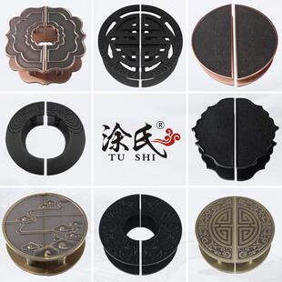 新中式实木门把手仿古铜酒店推拉玻璃门拉手半圆包厢门把黑色现货