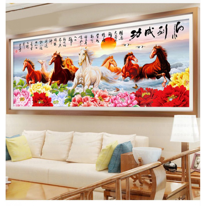 贴钻十字绣马到成功粘钻石画八骏图满钻新款点钻石绣八骏马砖石秀