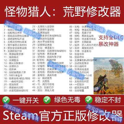怪物猎人荒野修改器Steam/Epic存档金币科技点数素材装备工具DLC