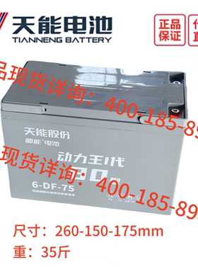 天能 帅能电池动力王I代6-DF-75老年代步车电动三轮车12V80型电瓶