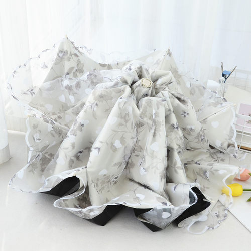 双层黑胶晴雨两用手开伞宫廷风遮阳伞防晒防紫外女蕾丝网纱太阳伞