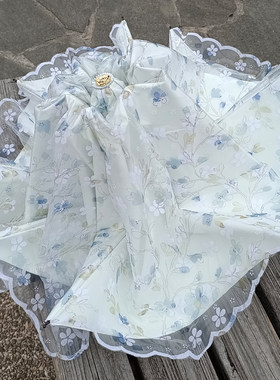 小清新太阳伞黑胶防晒防紫外线蕾丝遮阳女韩版双层折叠晴雨伞两用