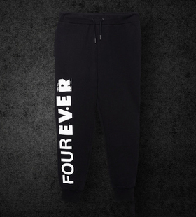 五月天阿信 潮牌SR就4永恒棉裤 黑色长裤 休闲裤时尚情侣款印花