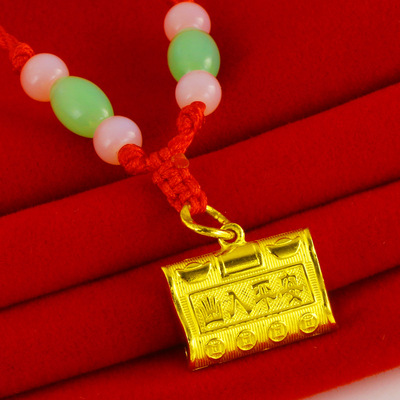 宝宝金锁9999足金儿童长命锁包男女款项链吊坠纯金套链挂坠子