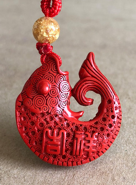 复古鱼跃龙门学生事业吊坠红朱砂吉祥如意古风挂坠鲤鱼添贵项链