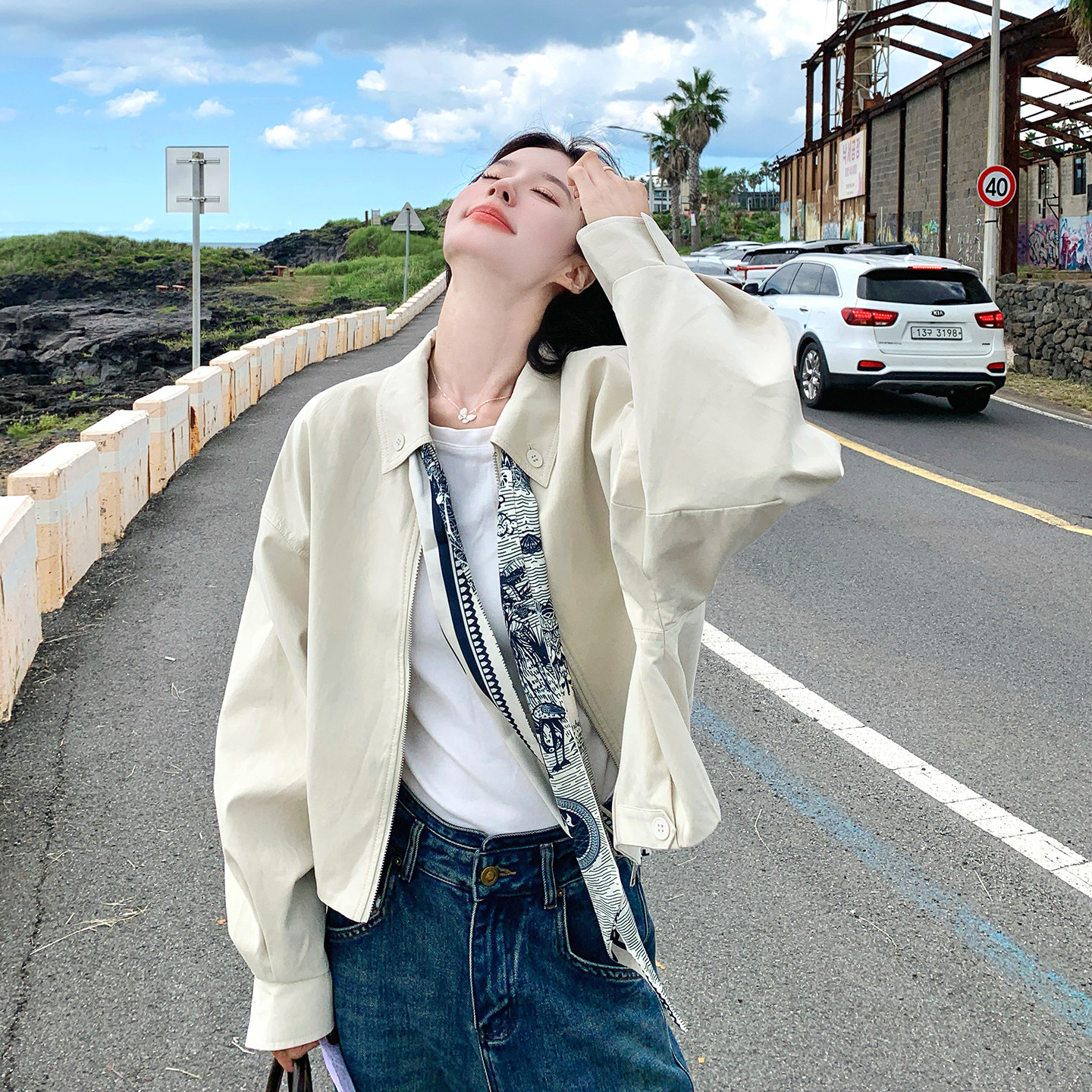 【档口有货】含丝巾风衣外套2C079-4521-p160-k248,女装短外套,2C079