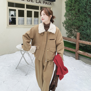 【】羽绒服(90老标)卡其色拼毛套装裤子2C079-4566-p285-k428图片