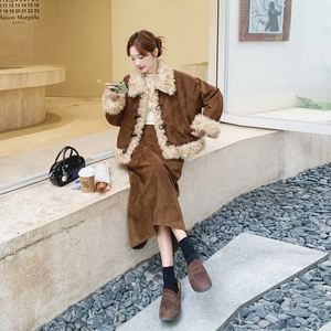 !羊羔毛牛角扣雪尼尔羽绒服套装(90绒老标)079-4567-p275-418图片