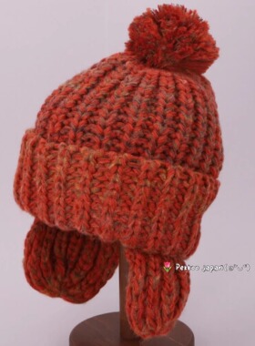 56-60cm CA4LA TKU00517 SNOW BELL 可爱绒球 羊毛混纺护耳针织帽