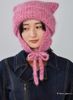 57-59cmOVERRIDE 254090206可爱猫耳针织帽KNIT FLUFFY CAT GUIDE