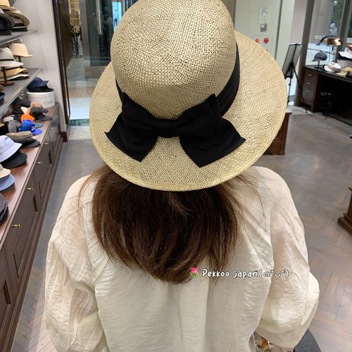 58cm CA4LA KTZ02699 CINDY 春夏硬顶遮阳草帽 蝴蝶结丝带