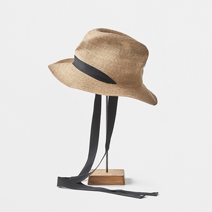 BOXED HAT brim 7cm帽檐 ribbon garden 折叠草帽飘带 mature