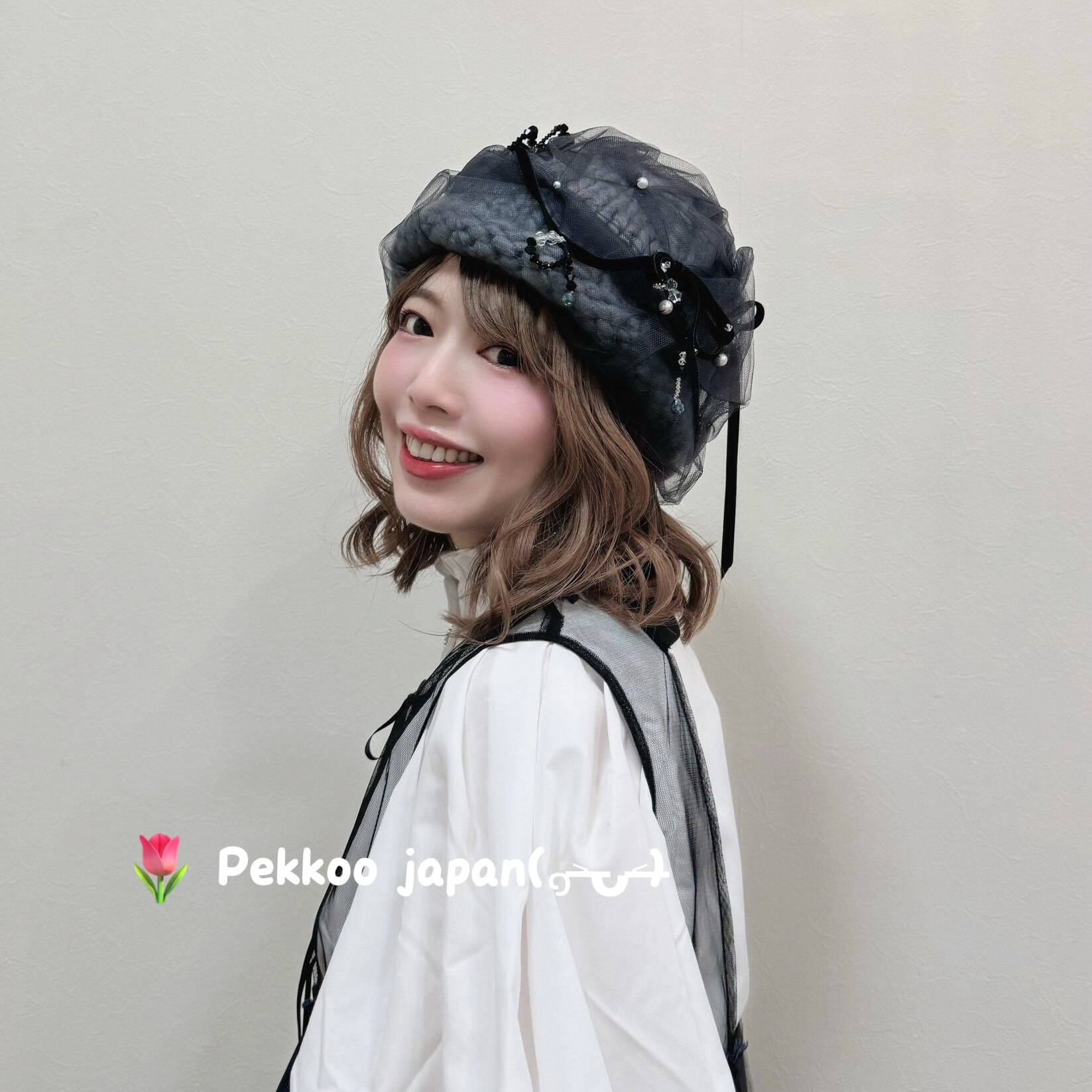 CIRQUTURE甜美网纱羊毛针织帽