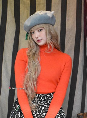 57.5cm Barairo L-008318 艺术感 可爱毛绒小狗图案 流苏贝雷帽