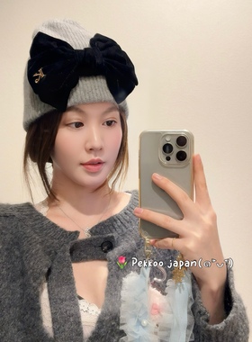 国现 maison kaya 法式丝绒蝴蝶结 羊毛针织帽毛线帽 kst4205