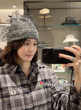 55-60cm CA4LA BRA02164 Gima 甜美圆点薄纱纯棉针织帽 日本制