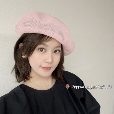 assettop春夏镂空编织贝雷帽