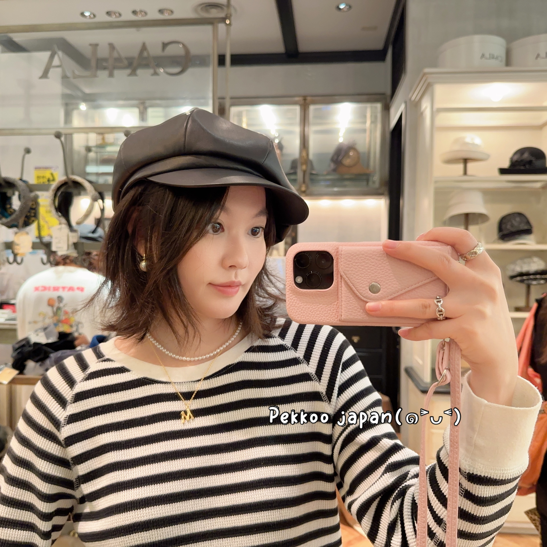 CA4LAZKN02445皮革鸭舌帽报童帽