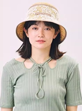 57.5cm CA4LA KTZ02584 CF CREA 蝴蝶结丝带 优雅蕾丝花朵 遮阳帽