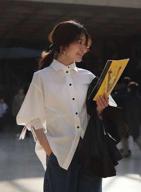 Ayako Gypsohila Slash Blouse White 半袖衬衫 百搭日系