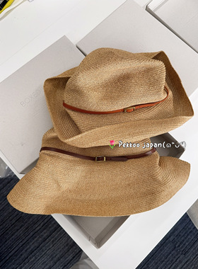 国现57.5cm mature haMBOX-101LT11cm帽檐皮带盒子帽百搭遮阳草帽