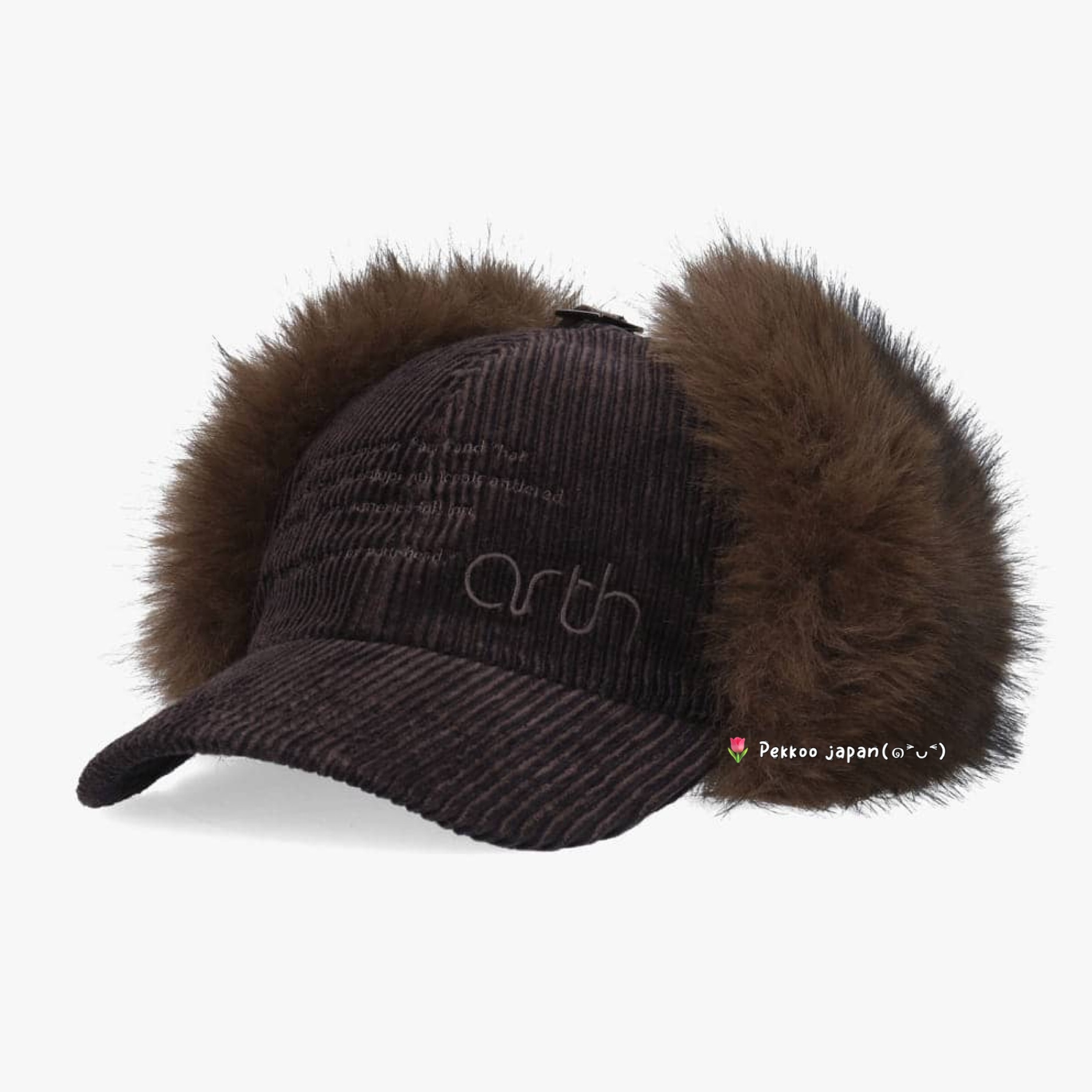 57-59cm arth EMB Ear Flap Cap 254021205 秋冬防寒毛绒鸭舌帽