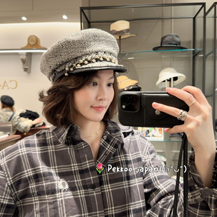 GERMAINE 春夏 珍珠网纱装 57cm 鸭舌帽 CAM20066 饰 报童帽 CA4LA