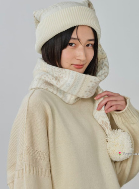 可洗57-59cm OVERRIDE KNIT NORDIC 253090293可爱长款围巾针织帽