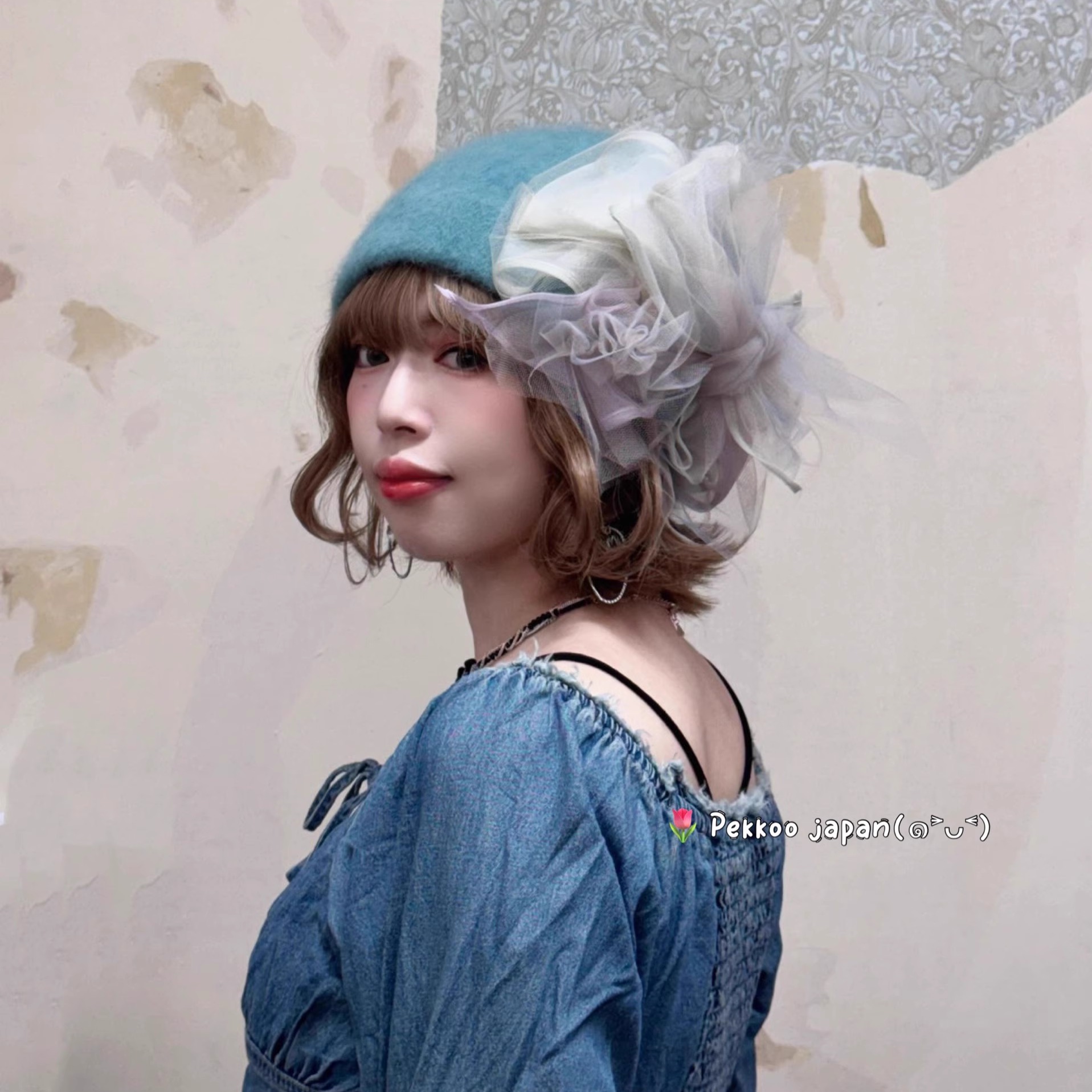 兔毛绒 CIRQUTURE CIQ191 秋冬 优雅网纱蝴蝶结 针织帽 包头帽