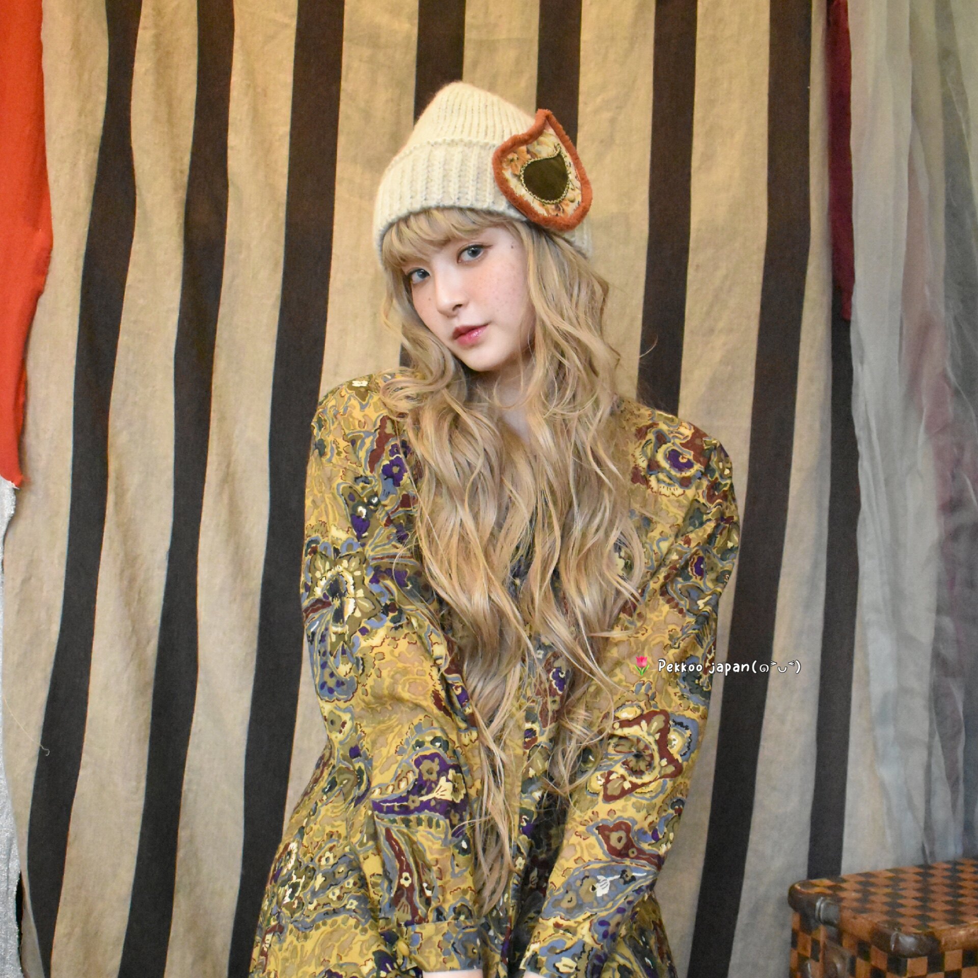 57.5cm Barairo Paisley knit hat L-008336 秋冬个性装饰针织帽